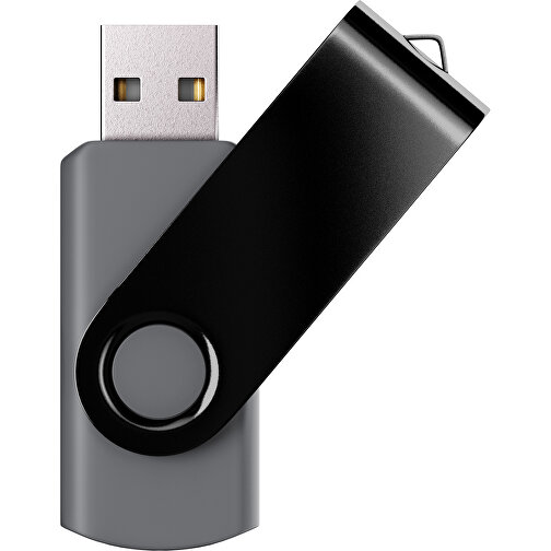 USB-Stick SWING Color 3.0 16 GB , Promo Effects MB , dunkelgrau / schwarz MB , 16 GB , Kunststoff/ Aluminium MB , 5,70cm x 1,00cm x 1,90cm (Länge x Höhe x Breite), Bild 1