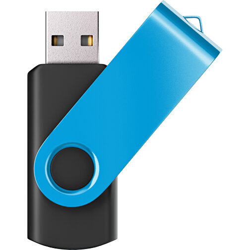USB-Stick SWING Color 3.0 8 GB , Promo Effects MB , schwarz / himmelblau MB , 8 GB , Kunststoff/ Aluminium MB , 5,70cm x 1,00cm x 1,90cm (Länge x Höhe x Breite), Bild 1