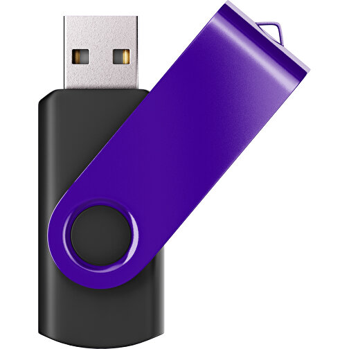 USB-Stick SWING Color 3.0 64 GB , Promo Effects MB , schwarz / violet MB , 65 GB , Kunststoff/ Aluminium MB , 5,70cm x 1,00cm x 1,90cm (Länge x Höhe x Breite), Bild 1