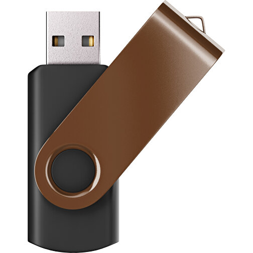 USB-Stick SWING Color 3.0 64 GB , Promo Effects MB , schwarz / dunkelbraun MB , 65 GB , Kunststoff/ Aluminium MB , 5,70cm x 1,00cm x 1,90cm (Länge x Höhe x Breite), Bild 1