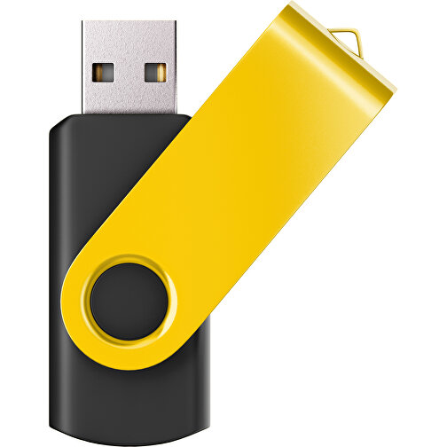 USB-Stick SWING Color 3.0 64 GB , Promo Effects MB , schwarz / sonnengelb MB , 65 GB , Kunststoff/ Aluminium MB , 5,70cm x 1,00cm x 1,90cm (Länge x Höhe x Breite), Bild 1