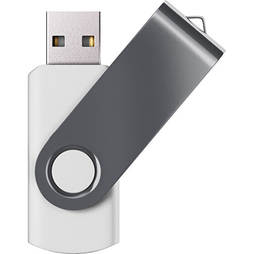 USB-Stick SWING Color 3.0 32 GB , Promo Effects MB , weiß / dunkelgrau MB , 32 GB , Kunststoff/ Aluminium MB , 5,70cm x 1,00cm x 1,90cm (Länge x Höhe x Breite), Bild 1