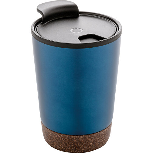 GRS RPP Edelstahl-Kaffeebecher Mit Kork, Blau , blau, Rostfreier Stahl - recycelt, 13,00cm (Höhe), Bild 1