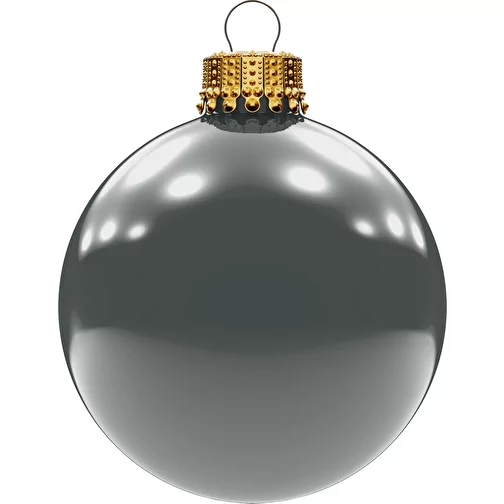 Boule de Noël moyenne 66 mm, couronne dorée, brillante, Image 1