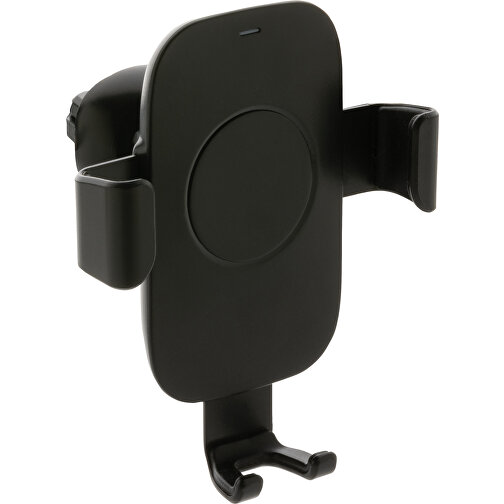 10W Wireless Charging Autohalter Aus RCS Plastik, Schwarz , schwarz, ABS - recycelt, 11,30cm x 9,40cm (Länge x Höhe), Bild 1
