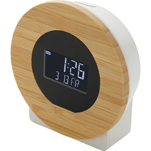 Horloge de table Utah en plastique RCS & bambou FSC®, Image 1