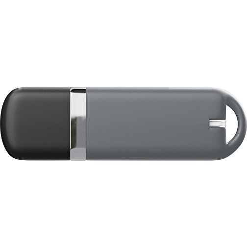 USB-Stick StylishDrive 2.0 , dunkelgrau /schwarz MB , 65 GB , Gummiplastik, Kunststoff MB , 6,20cm x 0,75cm x 2,00cm (Länge x Höhe x Breite), Bild 2