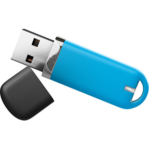 USB-Stick StylishDrive 2.0 , himmelblau /schwarz MB , 65 GB , Gummiplastik, Kunststoff MB , 6,20cm x 0,75cm x 2,00cm (Länge x Höhe x Breite), Bild 1