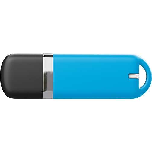 USB-Stick StylishDrive 2.0 , himmelblau /schwarz MB , 65 GB , Gummiplastik, Kunststoff MB , 6,20cm x 0,75cm x 2,00cm (Länge x Höhe x Breite), Bild 2
