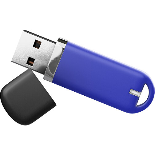 USB-Stick StylishDrive 2.0 , blau /schwarz MB , 65 GB , Gummiplastik, Kunststoff MB , 6,20cm x 0,75cm x 2,00cm (Länge x Höhe x Breite), Bild 1