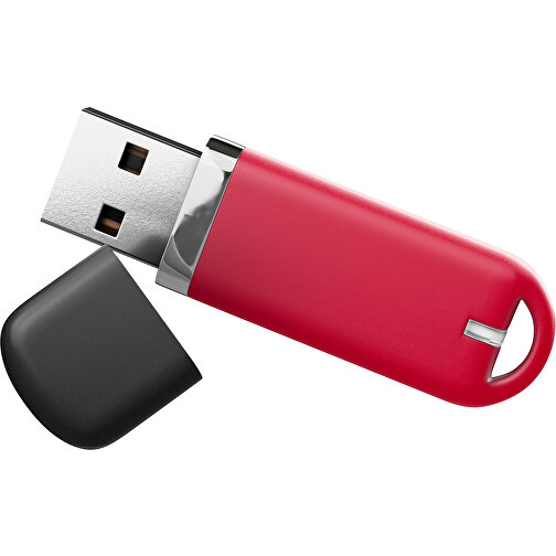 USB-Stick StylishDrive 2.0 , dunkelrot /schwarz MB , 65 GB , Gummiplastik, Kunststoff MB , 6,20cm x 0,75cm x 2,00cm (Länge x Höhe x Breite), Bild 1