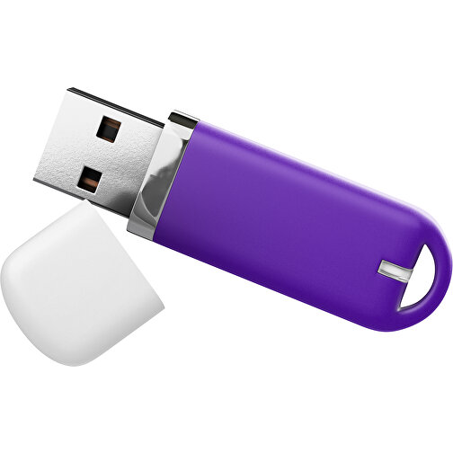 USB-Stick StylishDrive 2.0 , violet / weiß MB , 65 GB , Gummiplastik, Kunststoff MB , 6,20cm x 0,75cm x 2,00cm (Länge x Höhe x Breite), Bild 1