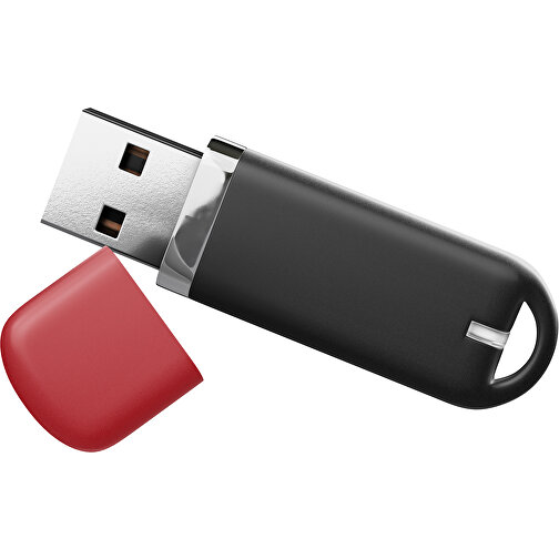 USB-Stick StylishDrive 2.0 , schwarz / weinrot MB , 65 GB , Gummiplastik, Kunststoff MB , 6,20cm x 0,75cm x 2,00cm (Länge x Höhe x Breite), Bild 1