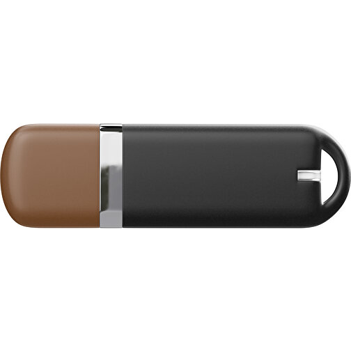 USB-Stick StylishDrive 2.0 , schwarz / dunkelbraun MB , 65 GB , Gummiplastik, Kunststoff MB , 6,20cm x 0,75cm x 2,00cm (Länge x Höhe x Breite), Bild 2