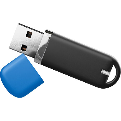 USB-Stick StylishDrive 2.0 , schwarz / kobaltblau MB , 65 GB , Gummiplastik, Kunststoff MB , 6,20cm x 0,75cm x 2,00cm (Länge x Höhe x Breite), Bild 1