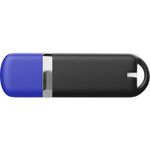 USB-Stick StylishDrive 2.0 , schwarz / blau MB , 65 GB , Gummiplastik, Kunststoff MB , 6,20cm x 0,75cm x 2,00cm (Länge x Höhe x Breite), Bild 2