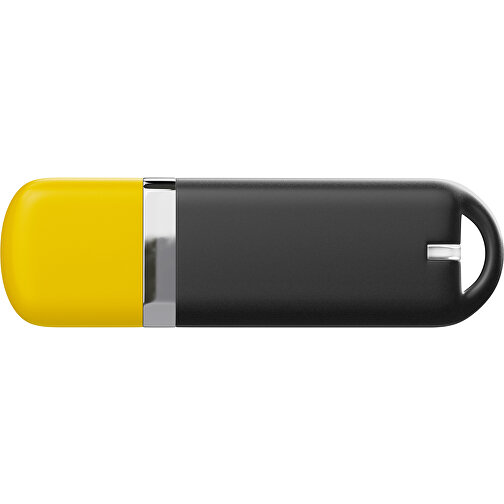 USB-Stick StylishDrive 2.0 , schwarz / goldgelb MB , 65 GB , Gummiplastik, Kunststoff MB , 6,20cm x 0,75cm x 2,00cm (Länge x Höhe x Breite), Bild 2