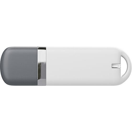 USB-Stick StylishDrive 2.0 , weiß / dunkelgrau MB , 65 GB , Gummiplastik, Kunststoff MB , 6,20cm x 0,75cm x 2,00cm (Länge x Höhe x Breite), Bild 2