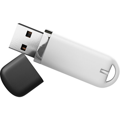 USB-Stick StylishDrive 2.0 , weiß / schwarz MB , 65 GB , Gummiplastik, Kunststoff MB , 6,20cm x 0,75cm x 2,00cm (Länge x Höhe x Breite), Bild 1