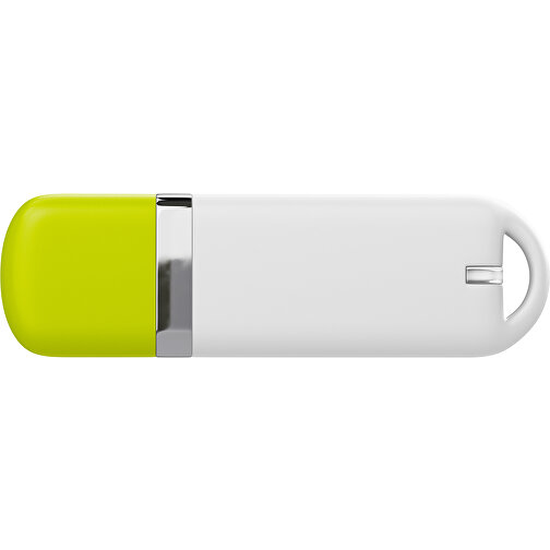 USB-Stick StylishDrive 2.0 , weiß / hellgrün MB , 65 GB , Gummiplastik, Kunststoff MB , 6,20cm x 0,75cm x 2,00cm (Länge x Höhe x Breite), Bild 2