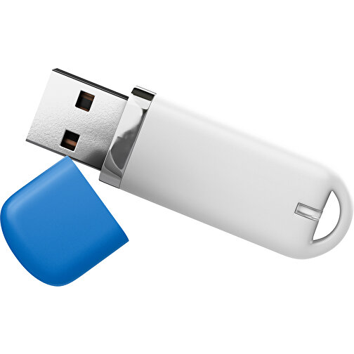 USB-Stick StylishDrive 2.0 , weiß / kobaltblau MB , 65 GB , Gummiplastik, Kunststoff MB , 6,20cm x 0,75cm x 2,00cm (Länge x Höhe x Breite), Bild 1