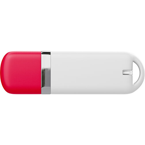 USB-Stick StylishDrive 2.0 , weiß / ampelrot MB , 65 GB , Gummiplastik, Kunststoff MB , 6,20cm x 0,75cm x 2,00cm (Länge x Höhe x Breite), Bild 2