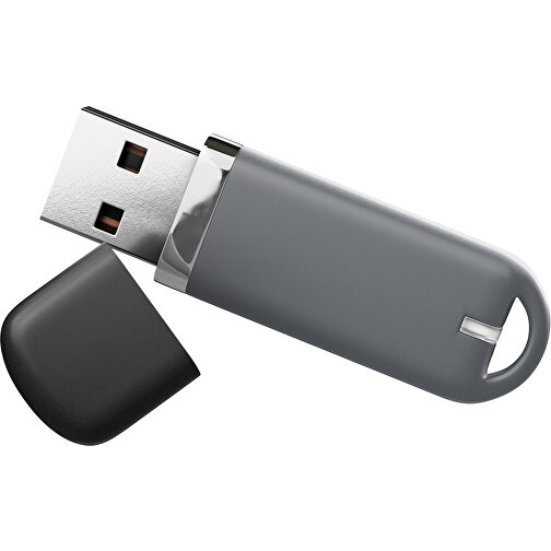 USB-Stick StylishDrive 2.0 , dunkelgrau /schwarz MB , 32 GB , Gummiplastik, Kunststoff MB , 6,20cm x 0,75cm x 2,00cm (Länge x Höhe x Breite), Bild 1