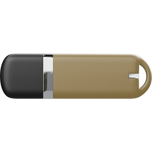 USB-Stick StylishDrive 2.0 , gold /schwarz MB , 32 GB , Gummiplastik, Kunststoff MB , 6,20cm x 0,75cm x 2,00cm (Länge x Höhe x Breite), Bild 2