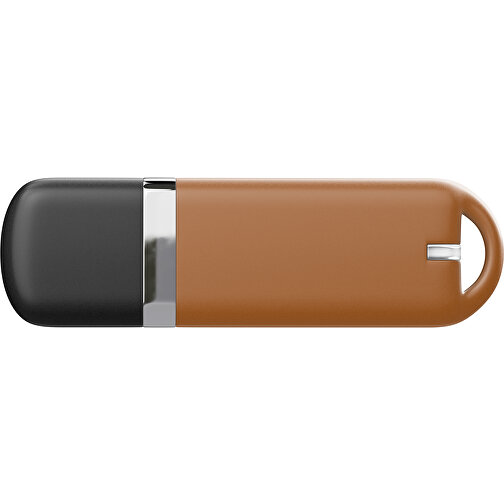 USB-Stick StylishDrive 2.0 , braun /schwarz MB , 32 GB , Gummiplastik, Kunststoff MB , 6,20cm x 0,75cm x 2,00cm (Länge x Höhe x Breite), Bild 2