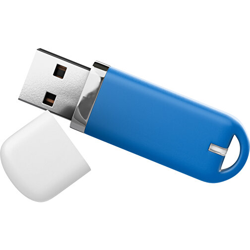 USB-Stick StylishDrive 2.0 , kobaltblau / weiß MB , 32 GB , Gummiplastik, Kunststoff MB , 6,20cm x 0,75cm x 2,00cm (Länge x Höhe x Breite), Bild 1