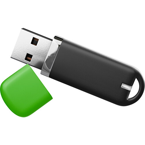USB-Stick StylishDrive 2.0 , schwarz / grasgrün MB , 32 GB , Gummiplastik, Kunststoff MB , 6,20cm x 0,75cm x 2,00cm (Länge x Höhe x Breite), Bild 1