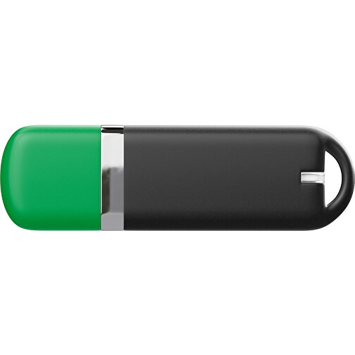 USB-Stick StylishDrive 2.0 , schwarz / grün MB , 32 GB , Gummiplastik, Kunststoff MB , 6,20cm x 0,75cm x 2,00cm (Länge x Höhe x Breite), Bild 2