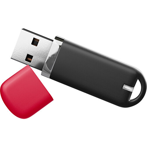 USB-Stick StylishDrive 2.0 , schwarz / dunkelrot MB , 32 GB , Gummiplastik, Kunststoff MB , 6,20cm x 0,75cm x 2,00cm (Länge x Höhe x Breite), Bild 1