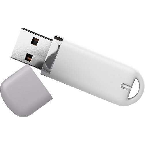 USB-Stick StylishDrive 2.0 , weiß / hellgrau MB , 32 GB , Gummiplastik, Kunststoff MB , 6,20cm x 0,75cm x 2,00cm (Länge x Höhe x Breite), Bild 1