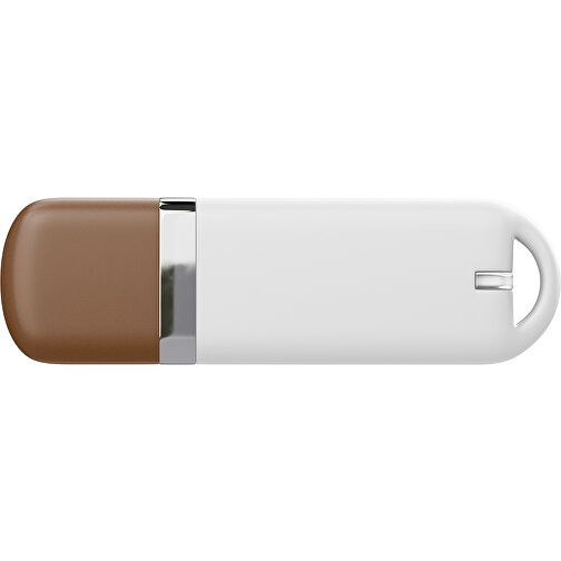 USB-Stick StylishDrive 2.0 , weiß / dunkelbraun MB , 32 GB , Gummiplastik, Kunststoff MB , 6,20cm x 0,75cm x 2,00cm (Länge x Höhe x Breite), Bild 2