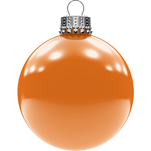 Christbaumkugel Gross 80 Mm, Krone Silber, Glänzend, 1er Box , orange, Glas, , Bild 1