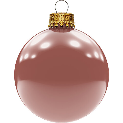 Palla per albero di Natale grande 80 mm, corona oro, lucida, Immagine 1