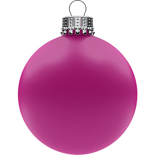 Christbaumkugel Gross 80 Mm, Krone Silber, Matt , hot pink, Glas, , Bild 1