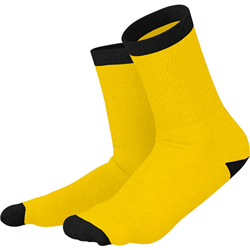 Boris - Die Premium Tennis Socke , goldgelb / schwarz, 85% Natur Baumwolle, 12% regeniertes umwelftreundliches Polyamid, 3% Elastan, 36,00cm x 0,40cm x 8,00cm (Länge x Höhe x Breite), Bild 1