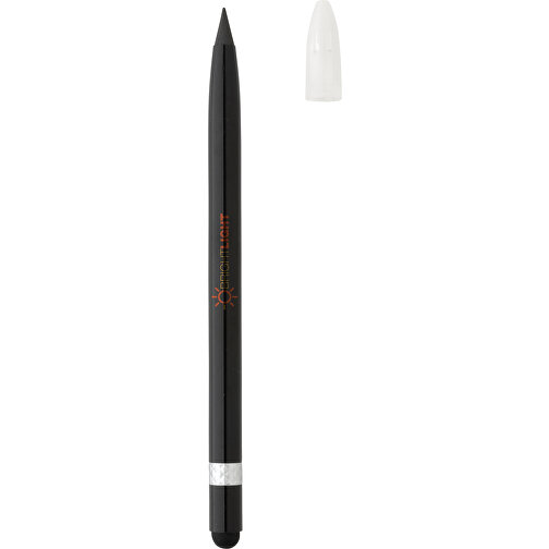 Tintenloser Stift Aus Aluminium Mit Radiergummi, Schwarz , schwarz, Aluminium, 14,50cm (Höhe), Bild 4