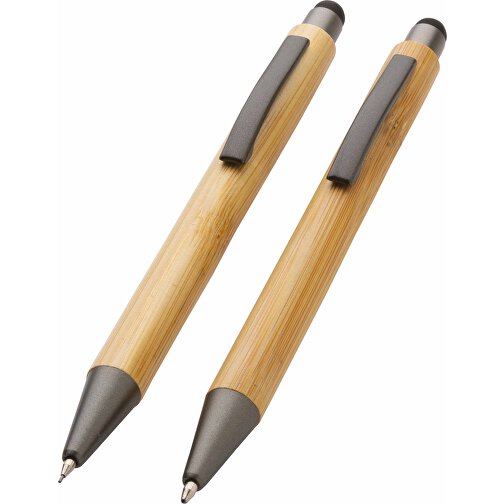 Moderno juego de bolígrafos de bambú FSC® en estuche, Imagen 1