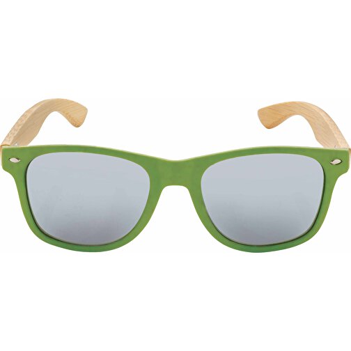 Sonnenbrille Aus Bambus Und RCS Recyceltem Kunststoff, Grün , grün, PC - recycelt, 14,30cm x 4,80cm (Länge x Höhe), Bild 2