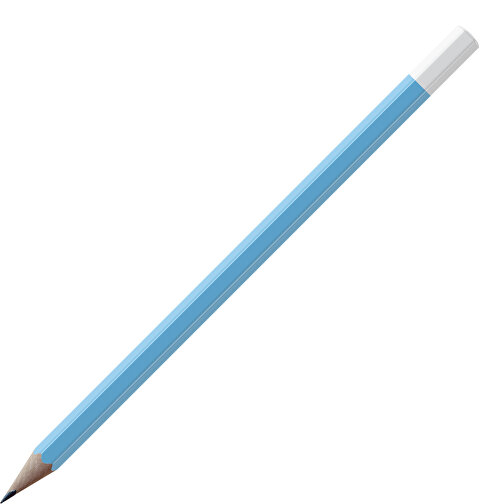 Bleistift, Natur, 6-eckig, Farbig Lackiert , hellblau / weiss, Holz, 17,50cm x 0,70cm x 0,70cm (Länge x Höhe x Breite), Bild 1