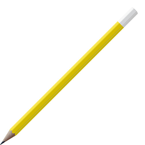 Bleistift, Natur, 6-eckig, Farbig Lackiert , gelb / weiss, Holz, 17,50cm x 0,70cm x 0,70cm (Länge x Höhe x Breite), Bild 1