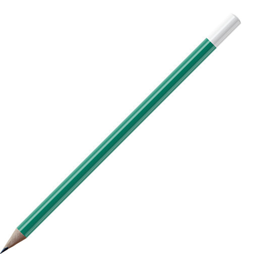 Bleistift, Natur, Rund, Farbig Lackiert , grün / weiß, Holz, 17,50cm (Länge), Bild 1