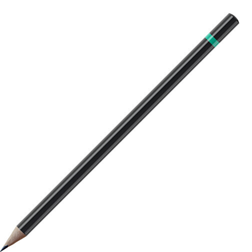 Bleistift, Natur, Rund, Schwarz Lackiert , schwarz / hellgrün, Holz, 17,50cm (Länge), Bild 1