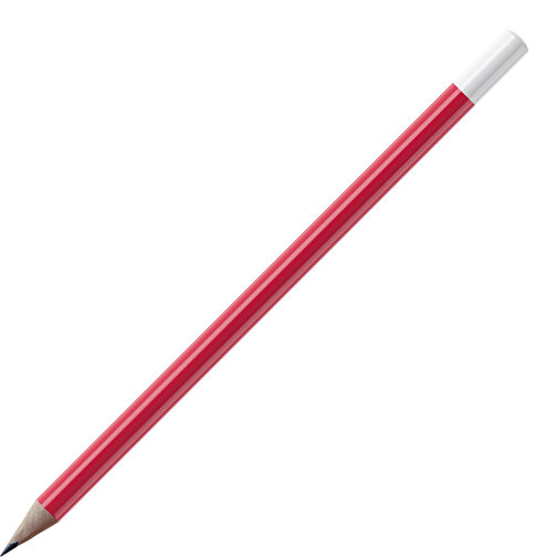Bleistift, Natur, Rund, Farbig Lackiert , himbeerrot / weiß, Holz, 17,50cm (Länge), Bild 1