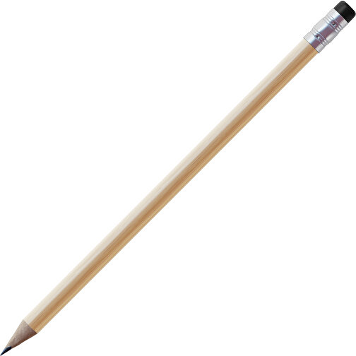 Bleistift, Natur, Rund, Kapsel Silber , natur / schwarz, Holz, 18,50cm (Länge), Bild 1