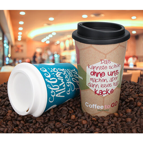 Kaffeebecher 'Premium' , standard-blau PP/schwarz, Kunststoff, 15,50cm (Höhe), Bild 4