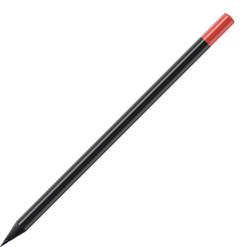 Bleistift, Schwarz Durchgefärbt, Rund, Schwarz Lackiert , schwarz / hellrot, Holz, 17,50cm (Länge), Bild 1